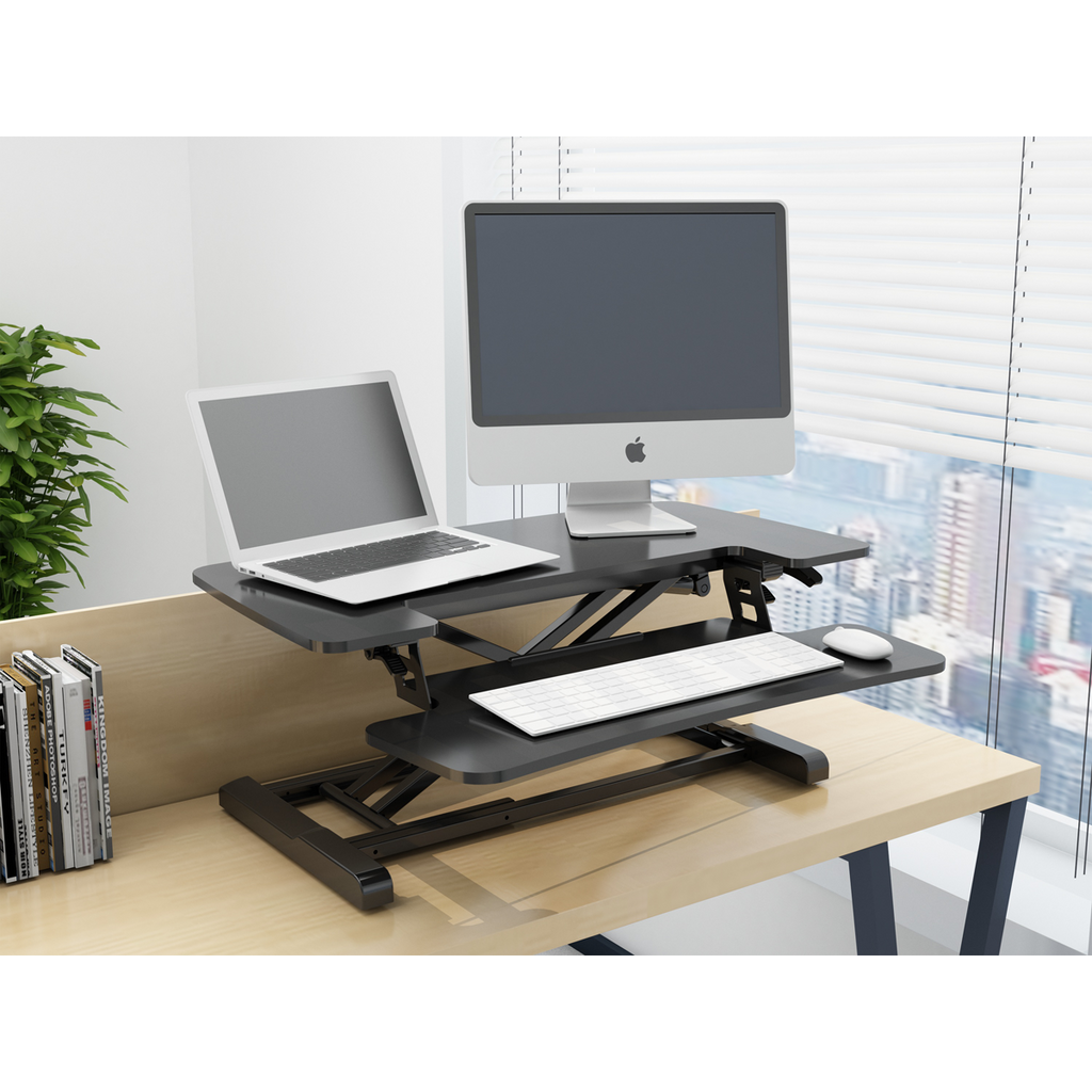 Dellonda Height-Adjustable Standing Desk Riser 71cm, Black (DH14)
