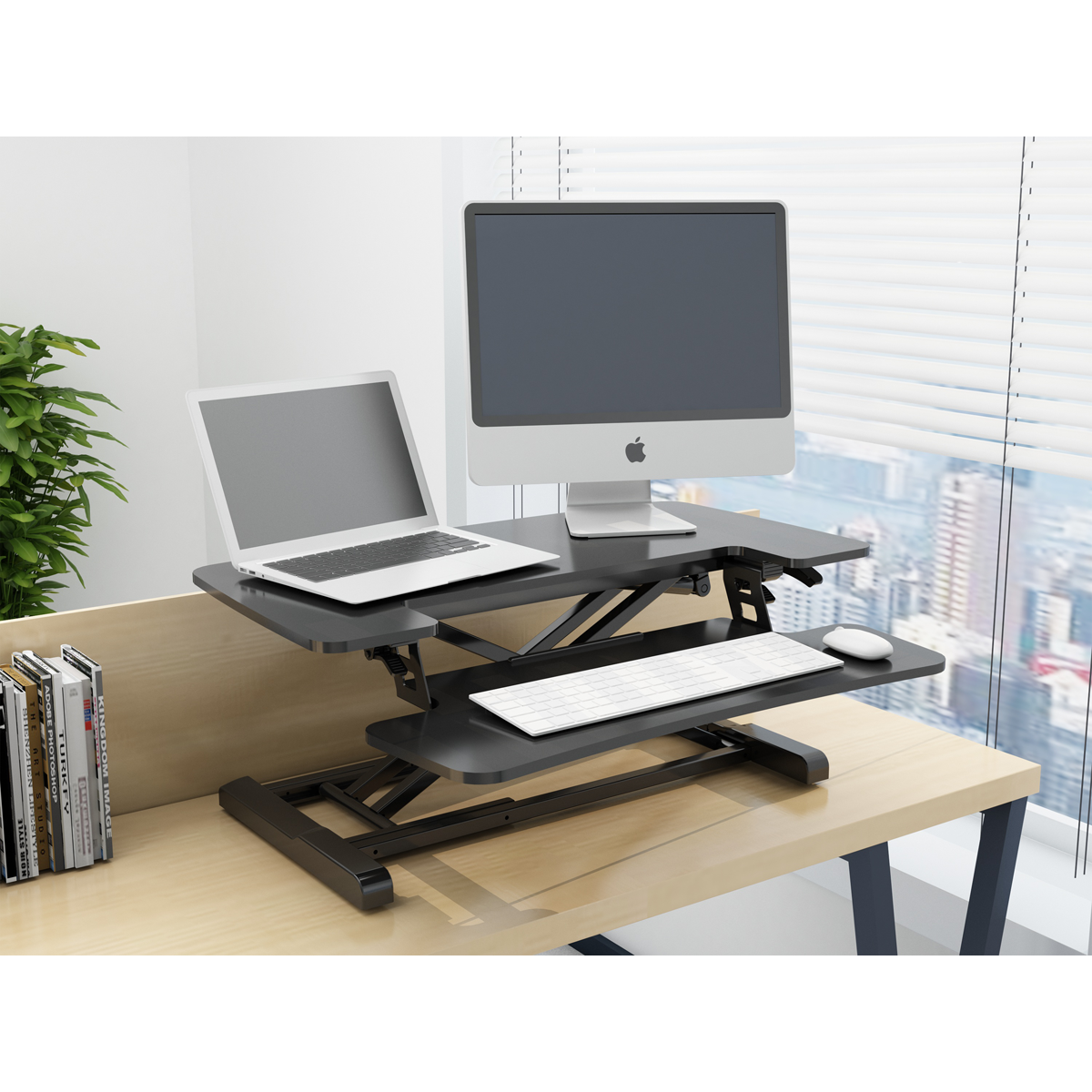 Dellonda Height-Adjustable Standing Desk Riser 71cm, Black (DH14)