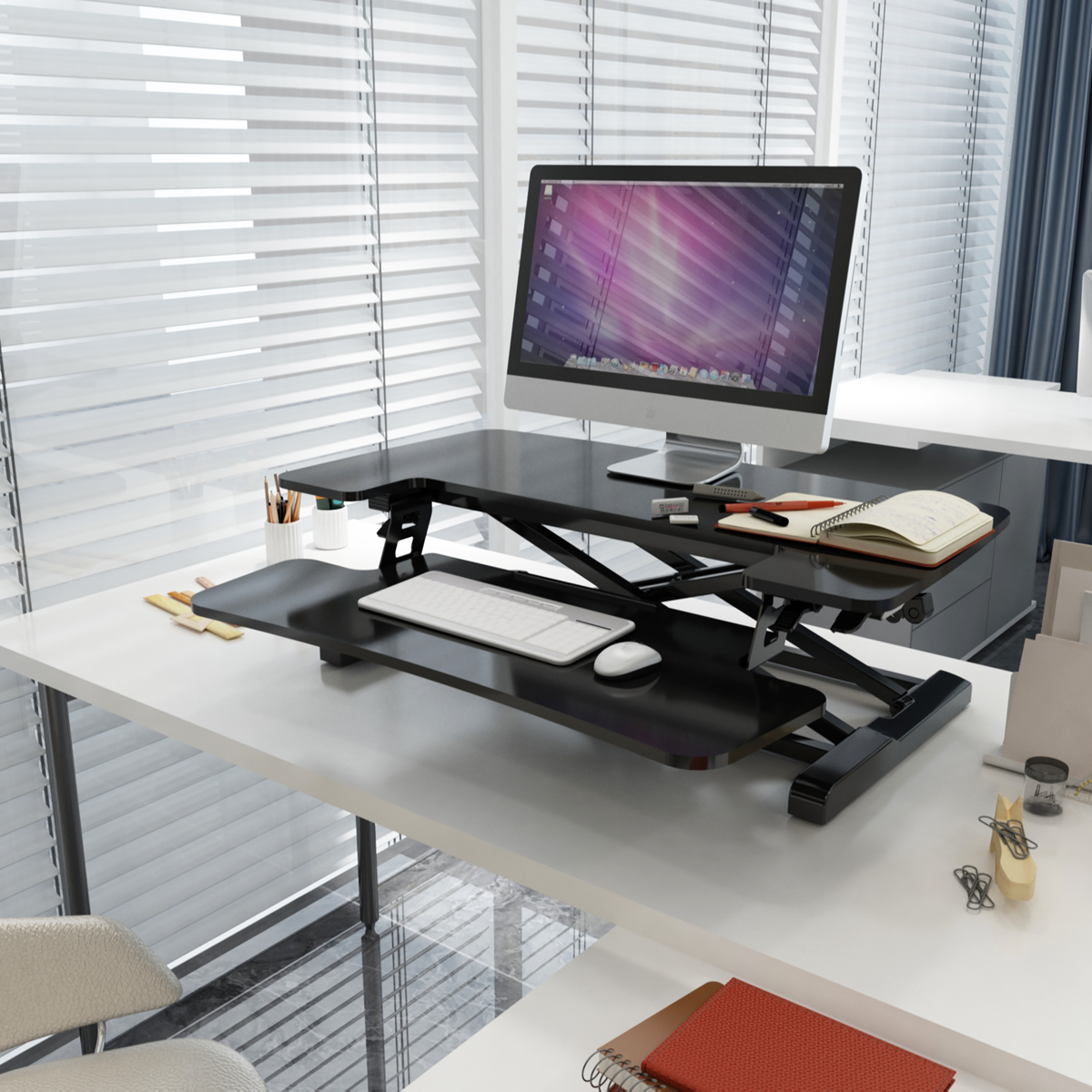 Dellonda Height-Adjustable Standing Desk Riser 71cm, Black (DH14)