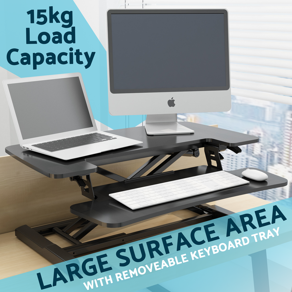Dellonda Height-Adjustable Standing Desk Riser 71cm, Black (DH14)