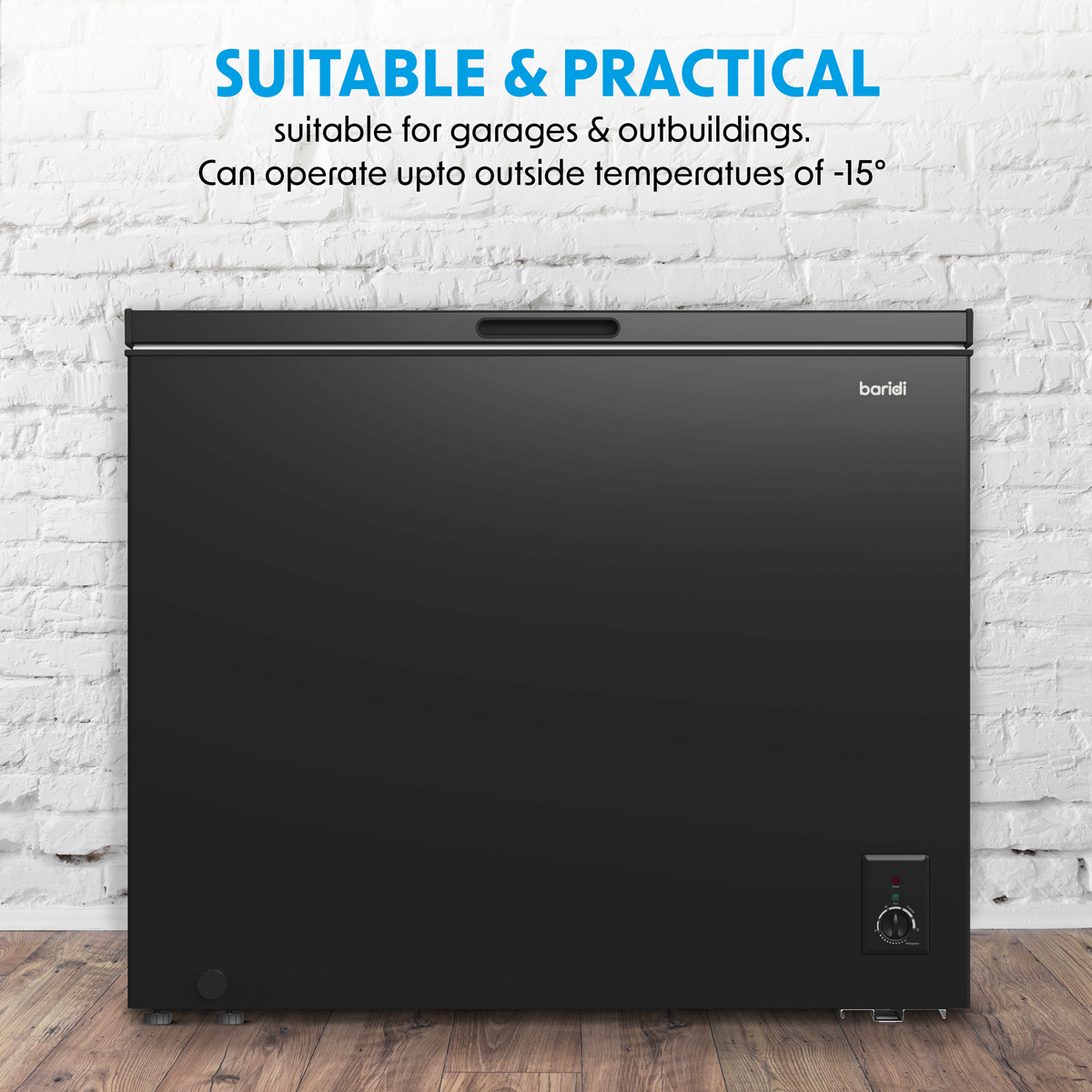 Baridi Freestanding Chest Freezer, 199L Capacity, Black (DH151) (Factory Refurbished B)
