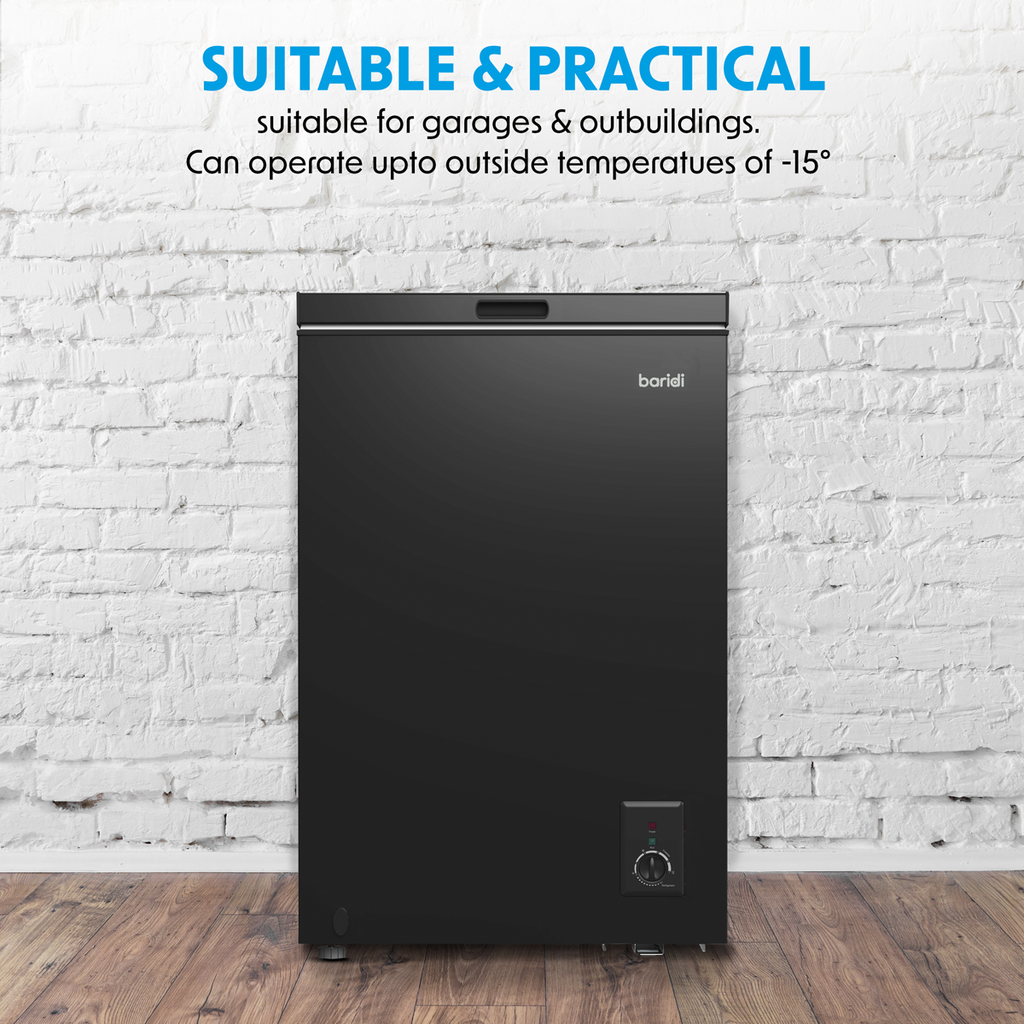 Baridi Freestanding Chest Freezer, 99L Capacity, Black (DH153)