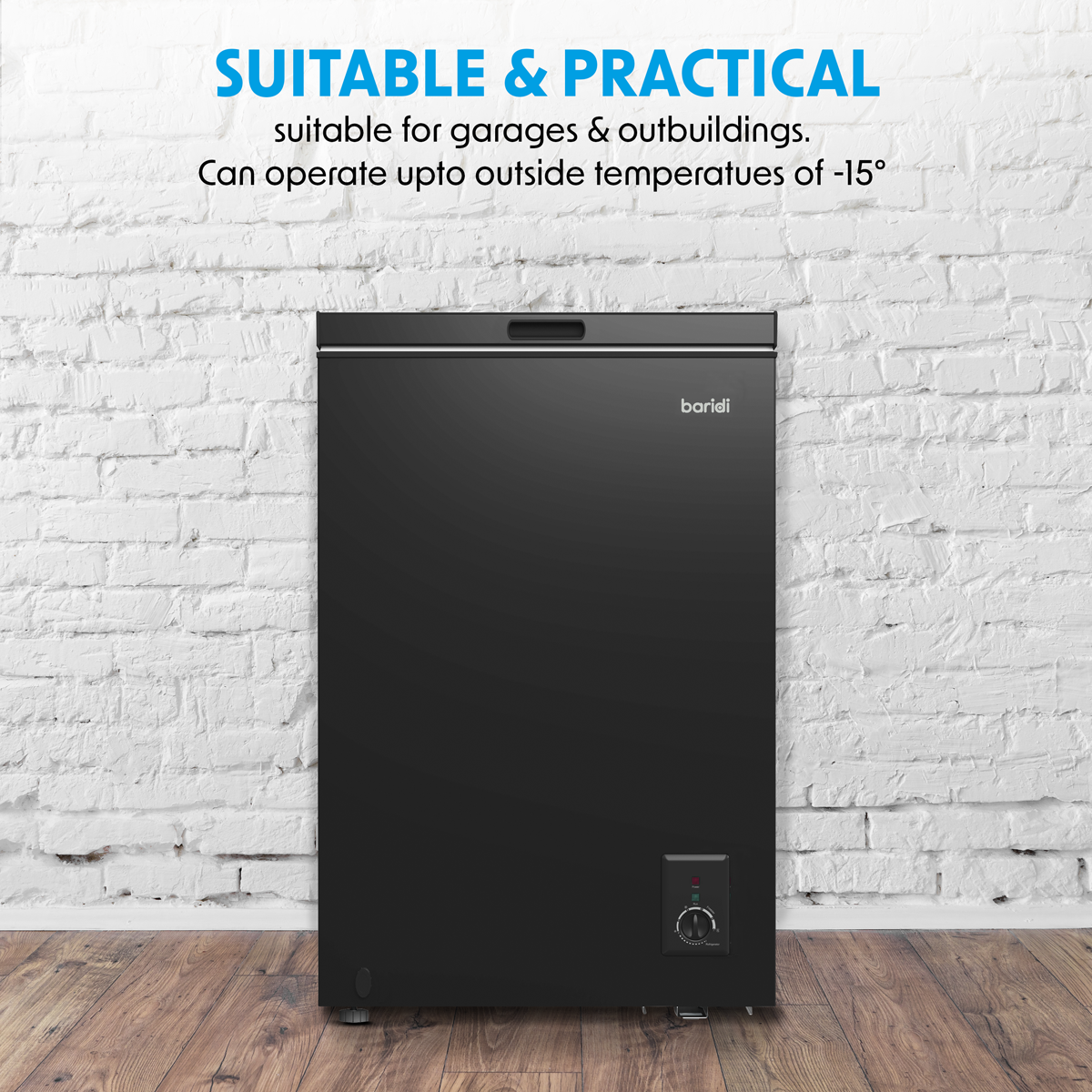 Baridi Freestanding Chest Freezer, 99L Capacity, Black (DH153)