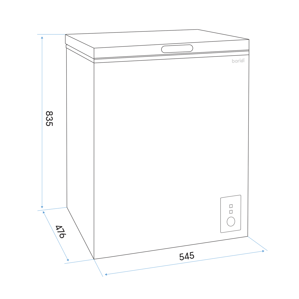 Baridi Freestanding Chest Freezer, 99L Capacity, Black (DH153)