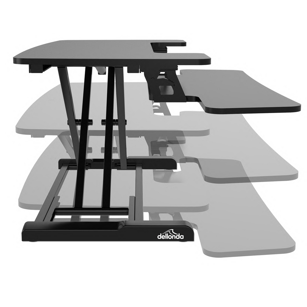 Dellonda Height-Adjustable Standing Desk Riser 89cm, Black (DH15) (Factory Refurbished A)
