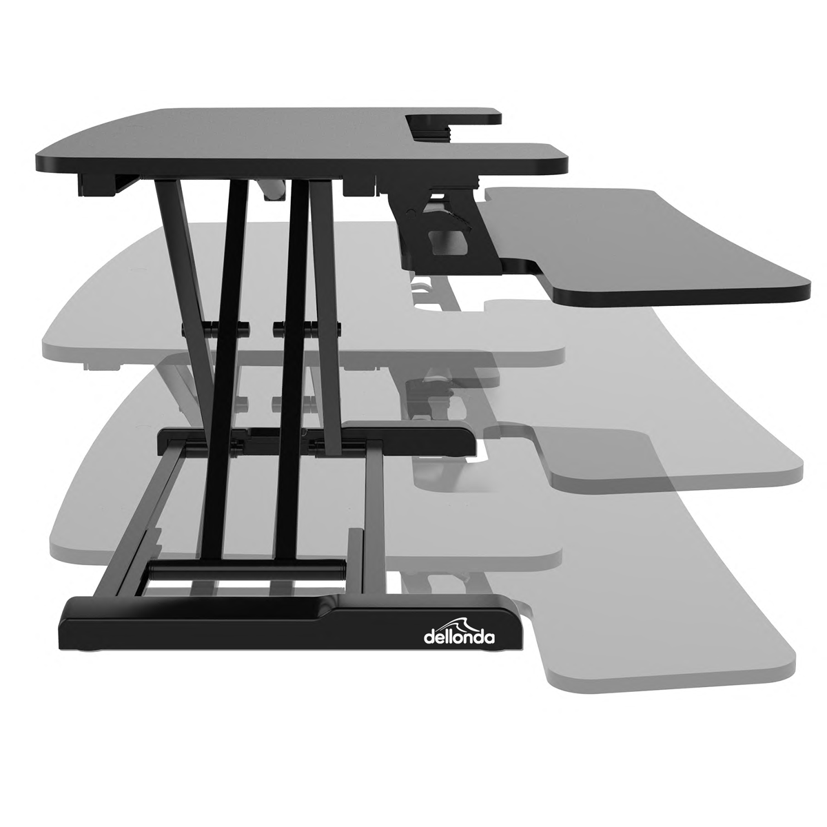 Dellonda Height-Adjustable Standing Desk Riser 89cm, Black (DH15) (Factory Refurbished A)