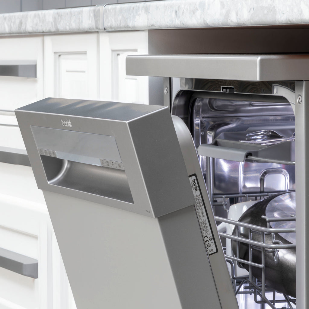 Baridi DH166 Slimline Freestanding Dishwasher 45cm, 10 Place Settings, 8 Programmes, Silver