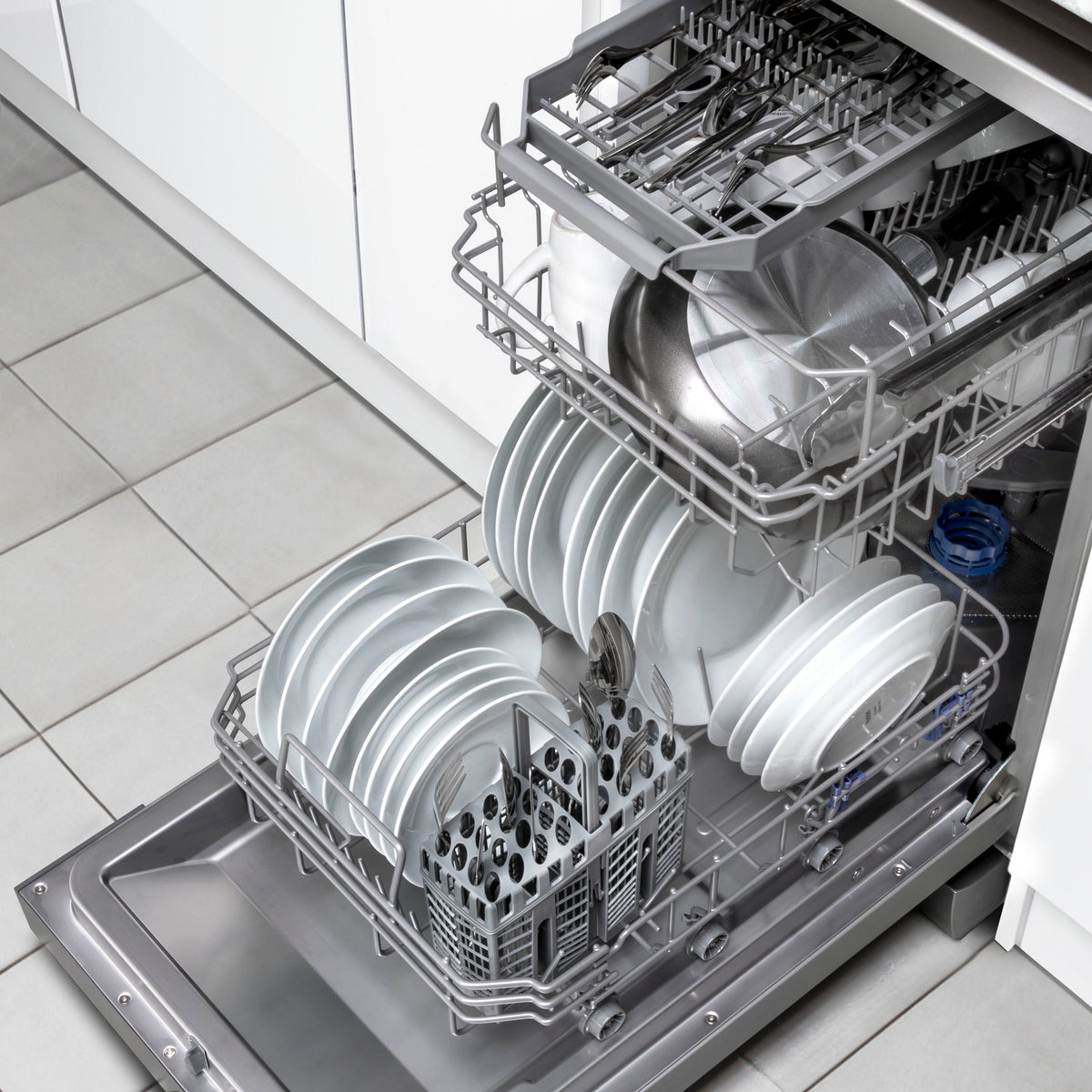 Baridi DH166 Slimline Freestanding Dishwasher 45cm, 10 Place Settings, 8 Programmes, Silver