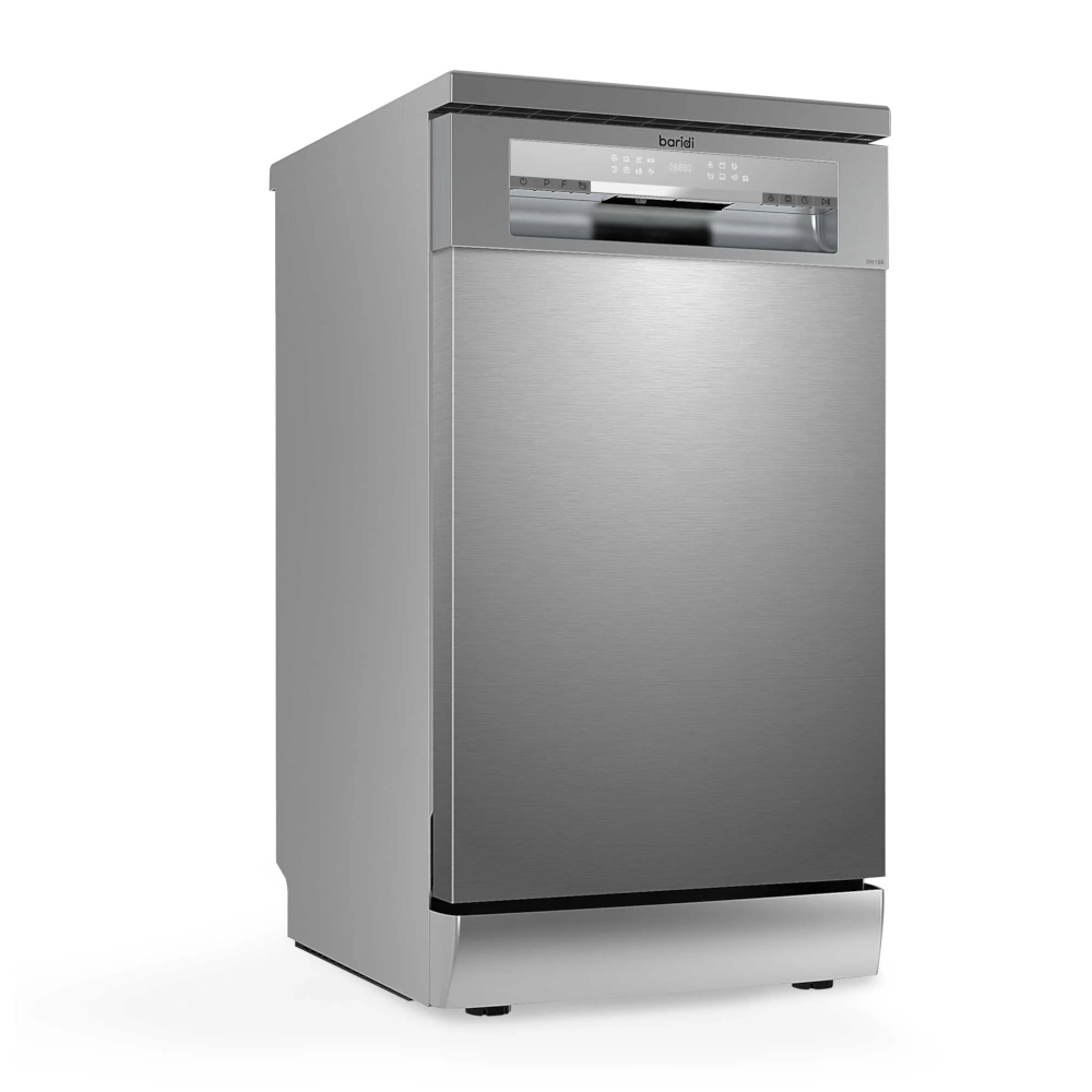 Baridi DH166 Slimline Freestanding Dishwasher 45cm, 10 Place Settings, 8 Programmes, Silver