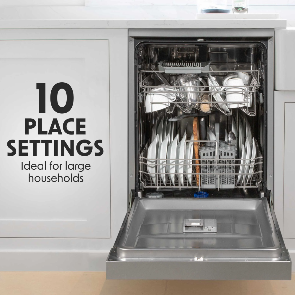 Baridi DH166 DH267 Slimline Freestanding Dishwasher 45cm, 10 Place Settings, 8 Programmes
