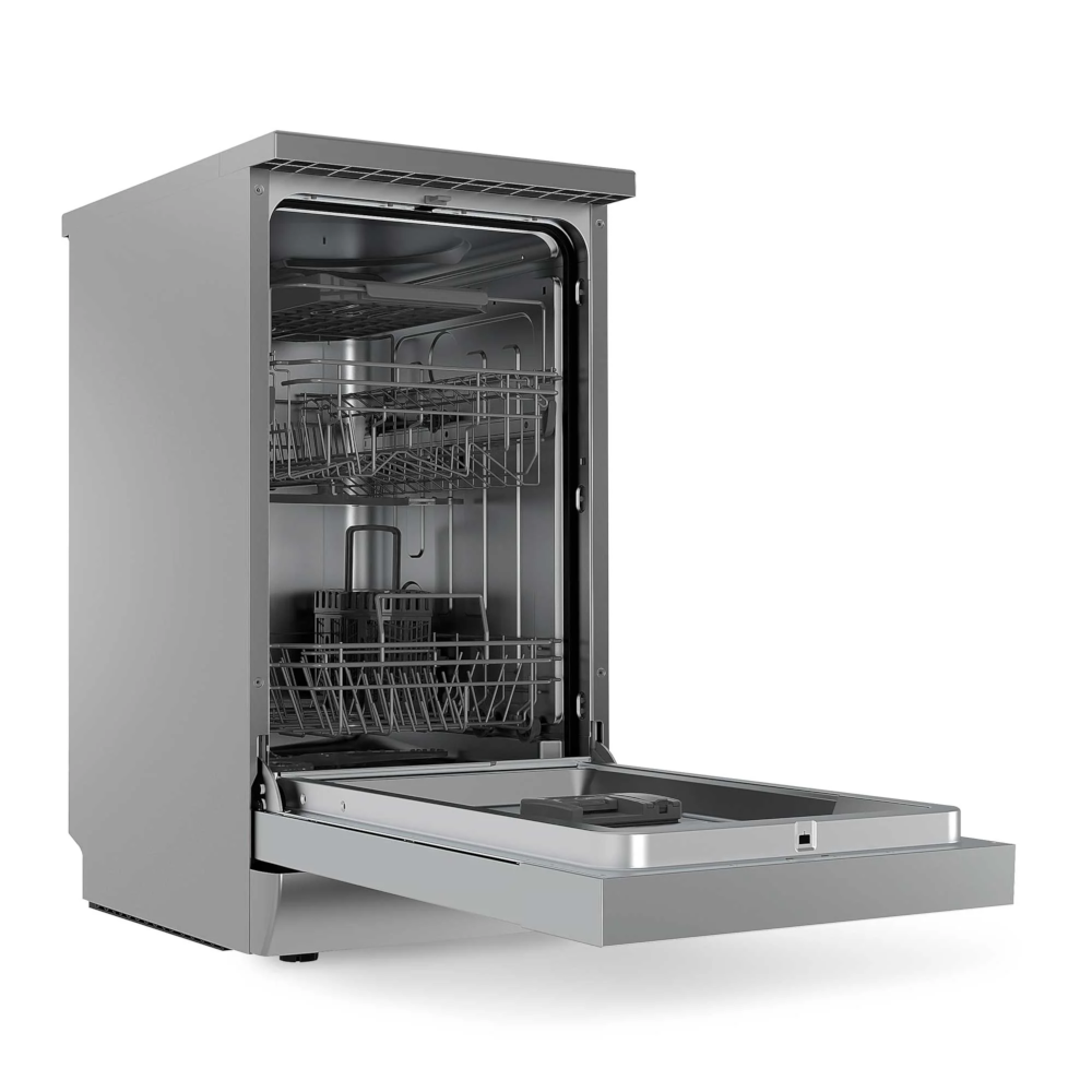 Baridi DH166 Slimline Freestanding Dishwasher 45cm, 10 Place Settings, 8 Programmes, Silver