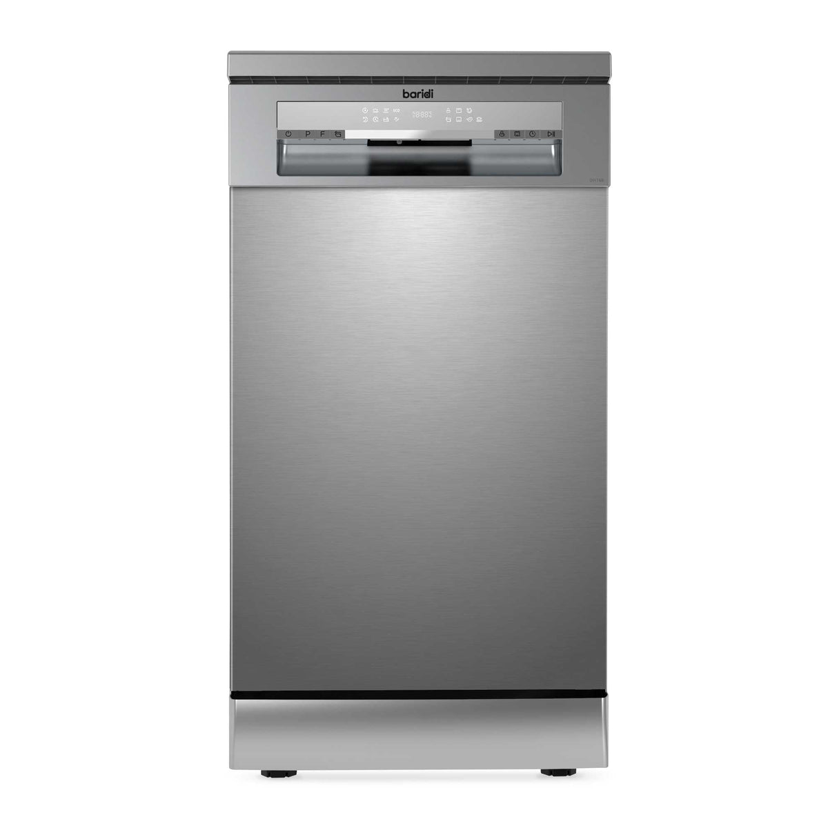 Baridi DH166 Slimline Freestanding Dishwasher 45cm, 10 Place Settings, 8 Programmes, Silver