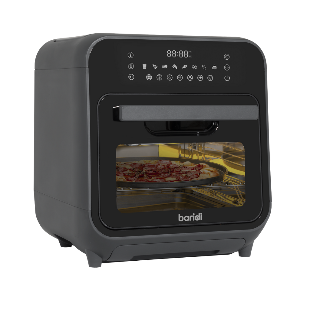 Baridi Steam Air Fryer Oven, 15L Capacity, 8 Preset Functions, Black (DH171) (Factory Refurbished B)