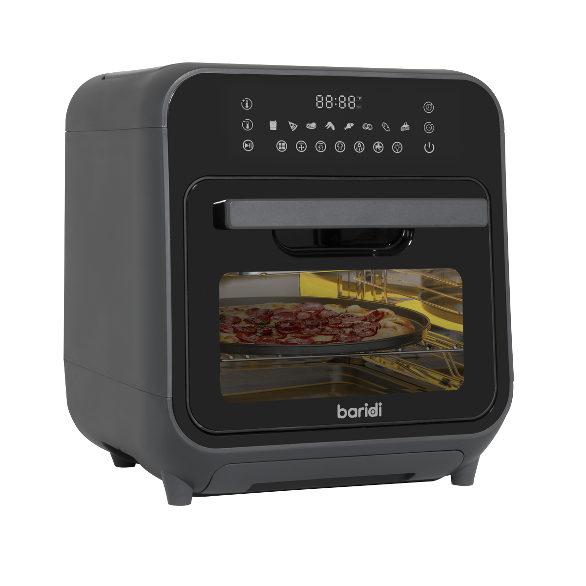 Baridi Steam Air Fryer Oven, 15L Capacity, 8 Preset Functions, Black (DH171) (Factory Refurbished B)