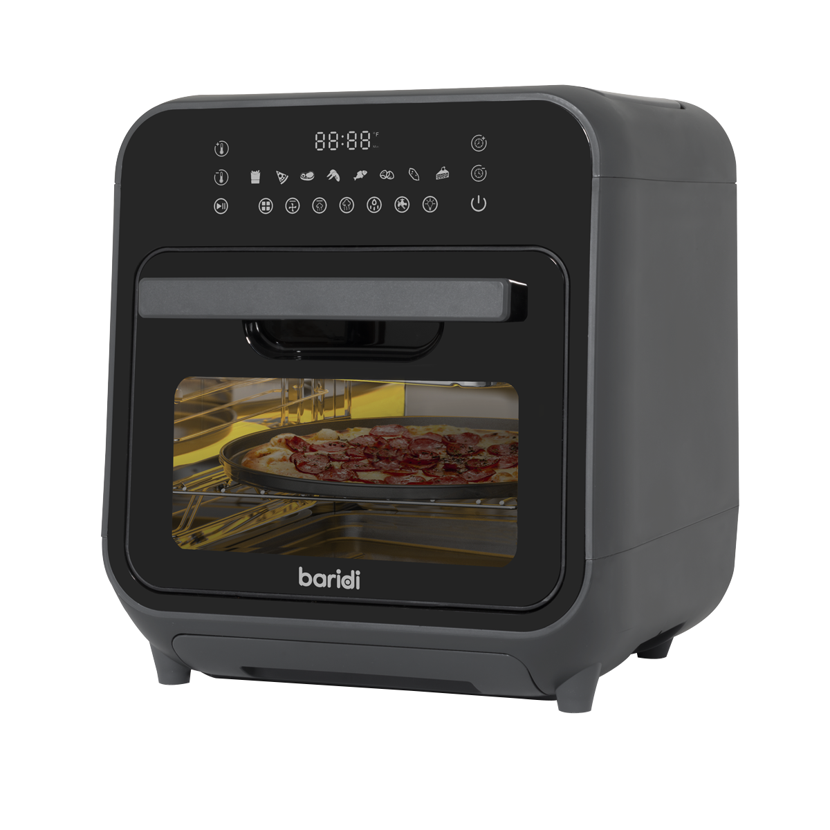 Baridi Steam Air Fryer Oven, 15L Capacity, 8 Preset Functions, Black (DH171) (Factory Refurbished B)