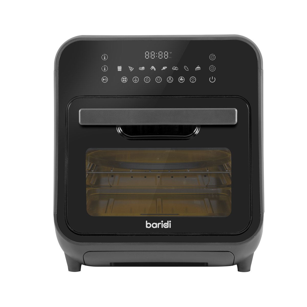 Baridi Steam Air Fryer Oven, 15L Capacity, 8 Preset Functions, Black (DH171) (Factory Refurbished B)