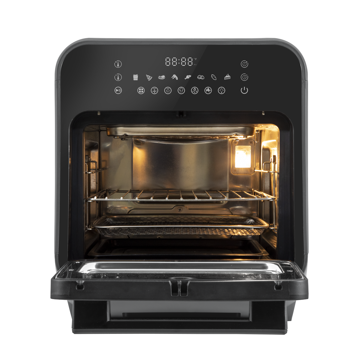 Baridi Steam Air Fryer Oven, 15L Capacity, 8 Preset Functions, Black (DH171) (Factory Refurbished B)