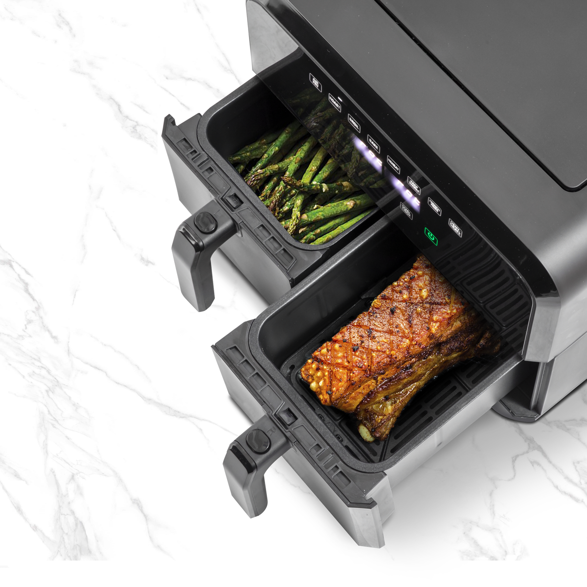 Baridi Dual Zone Air Fryer, 8L Capacity, 8 Preset Functions, Black (DH172) (Factory Refurbished A)
