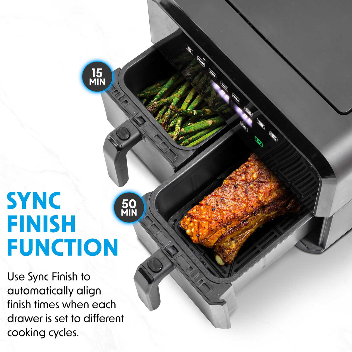 Baridi Dual Zone Air Fryer, 8L Capacity, 8 Preset Functions, Black (DH172) (Factory Refurbished A)