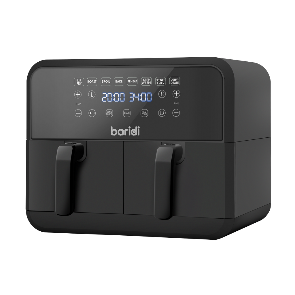 Baridi Dual Zone Air Fryer, 8L Capacity, 8 Preset Functions, Black (DH172) (Factory Refurbished A)