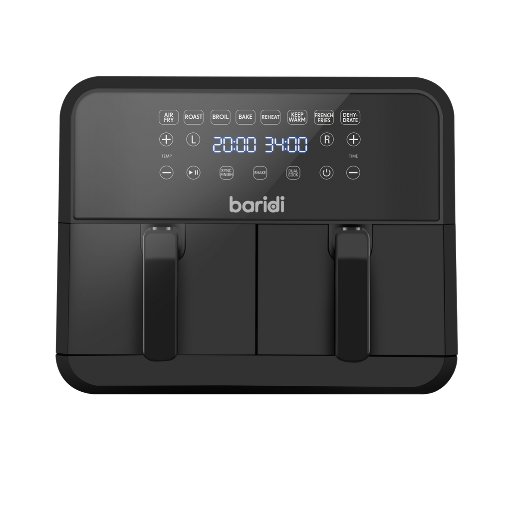 Baridi Dual Zone Air Fryer, 8L Capacity, 8 Preset Functions, Black (DH172) (Factory Refurbished A)