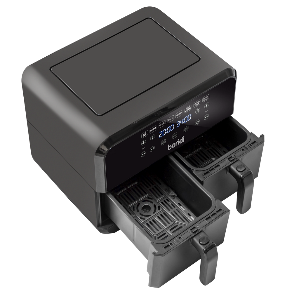 Baridi Dual Zone Air Fryer, 8L Capacity, 8 Preset Functions, Black (DH172) (Factory Refurbished A)