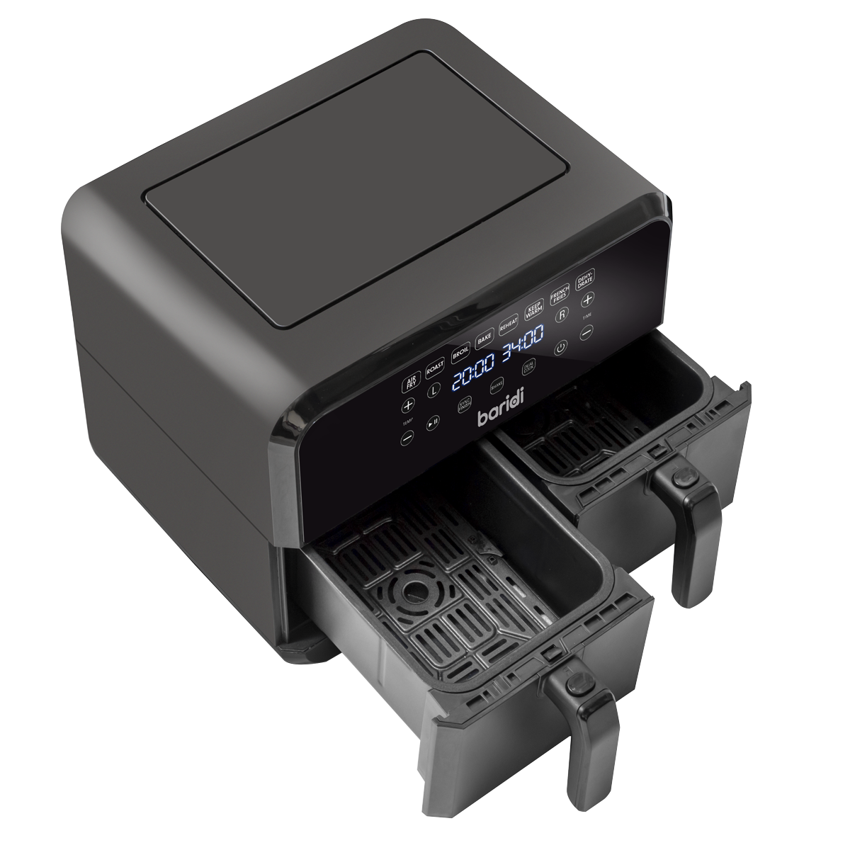 Baridi Dual Zone Air Fryer, 8L Capacity, 8 Preset Functions, Black (DH172) (Factory Refurbished A)