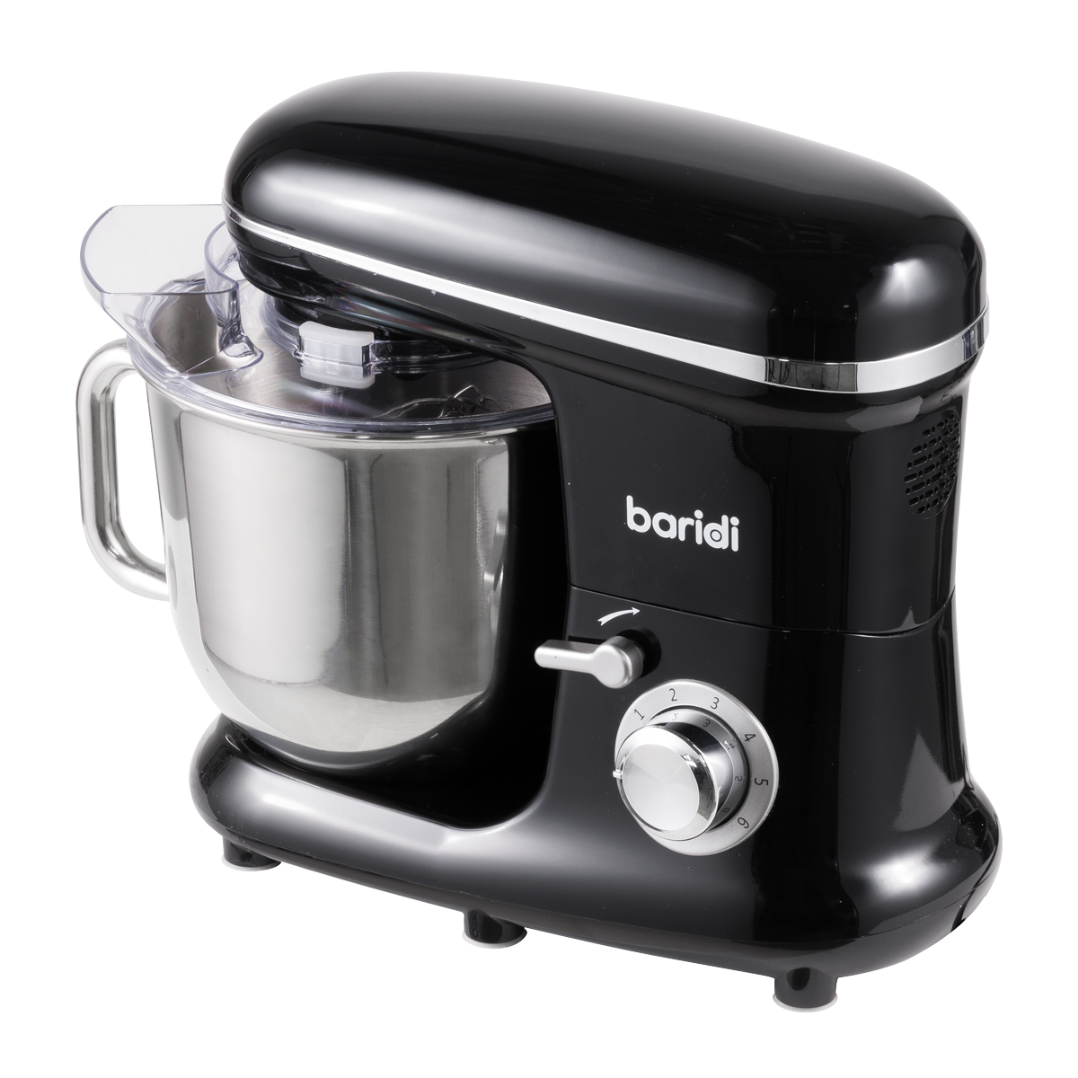 Baridi Stand Mixer with Accessories, 6L Capacity, 1500W, Black (DH173)
