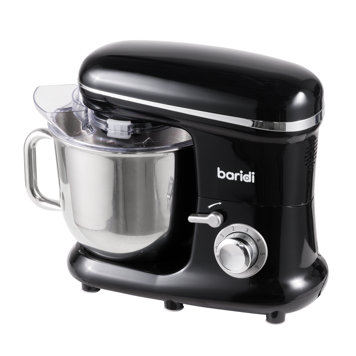 Baridi Stand Mixer with Accessories, 6L Capacity, 1500W, Black (DH173)
