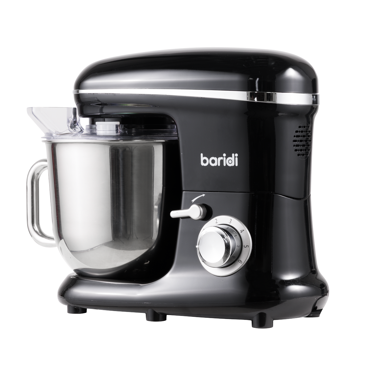 Baridi Stand Mixer with Accessories, 6L Capacity, 1500W, Black (DH173)