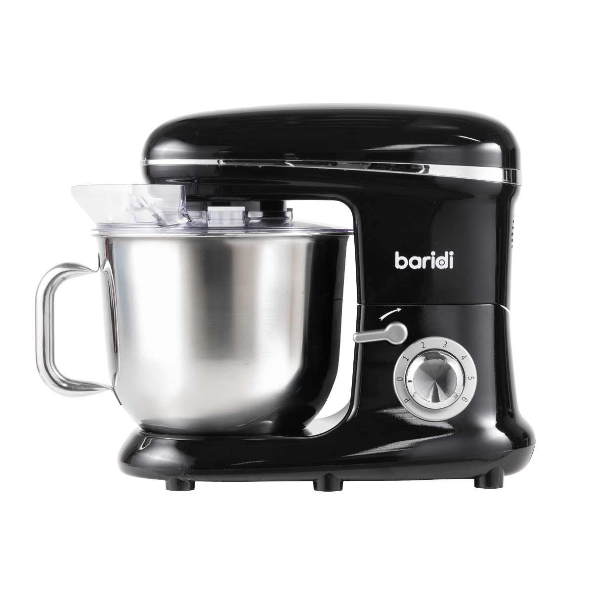 Baridi Stand Mixer with Accessories, 6L Capacity, 1500W, Black (DH173)