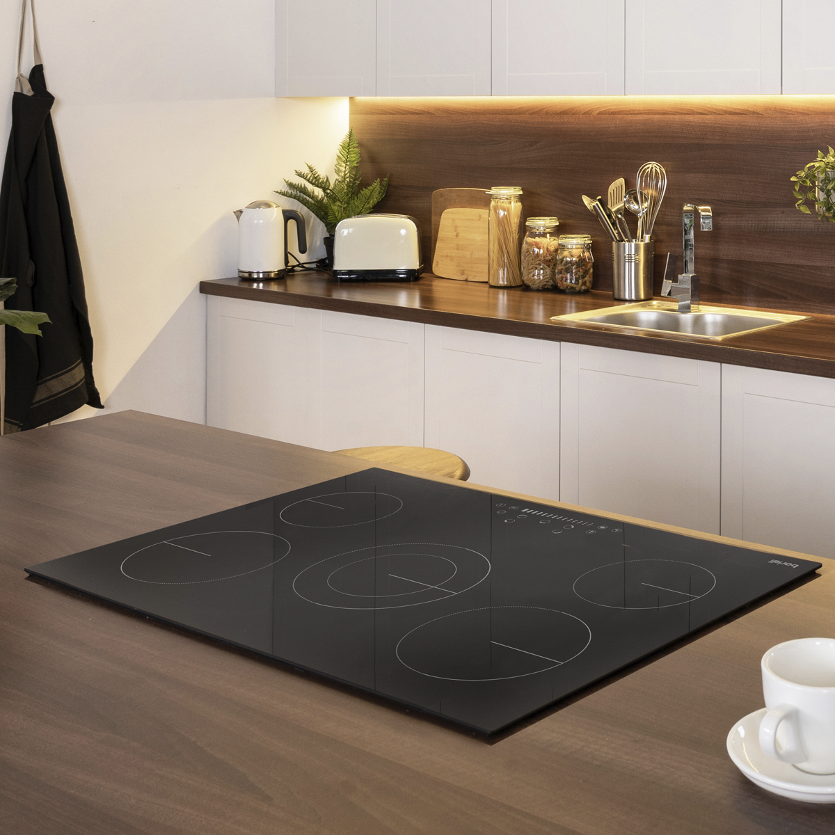 Baridi Built-in Ceramic Hob 77cm, 5 Cooking Zones, Black (DH175) (Factory Refurbished A)