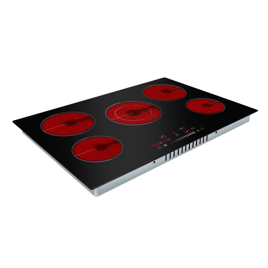 Baridi Built-in Ceramic Hob 77cm, 5 Cooking Zones, Black (DH175) (Factory Refurbished A)