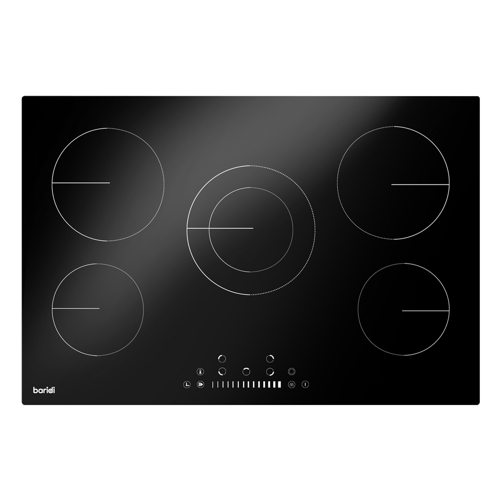 Baridi Built-in Ceramic Hob 77cm, 5 Cooking Zones, Black (DH175) (Factory Refurbished A)