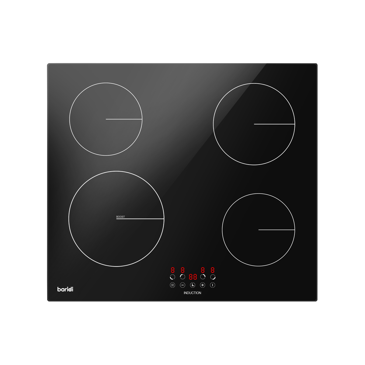 Baridi Built-in Induction Hob 60cm, 4 Cooking Zones, Black (DH176)