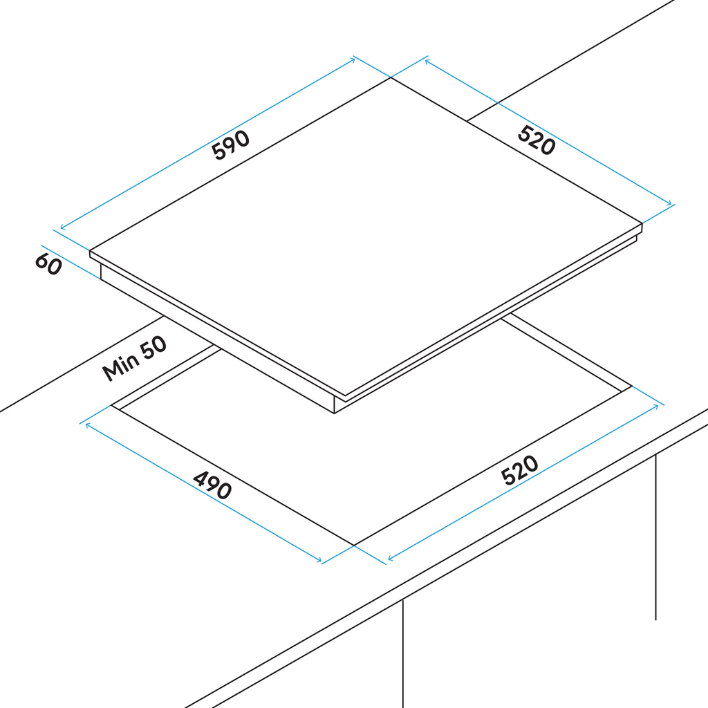 Baridi Built-in Induction Hob 60cm, 4 Cooking Zones, Black (DH177) (Factory Refurbished B)