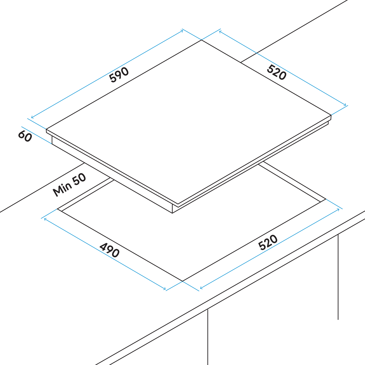 Baridi Built-in Induction Hob 60cm, 4 Cooking Zones, Black (DH177) (Factory Refurbished B)