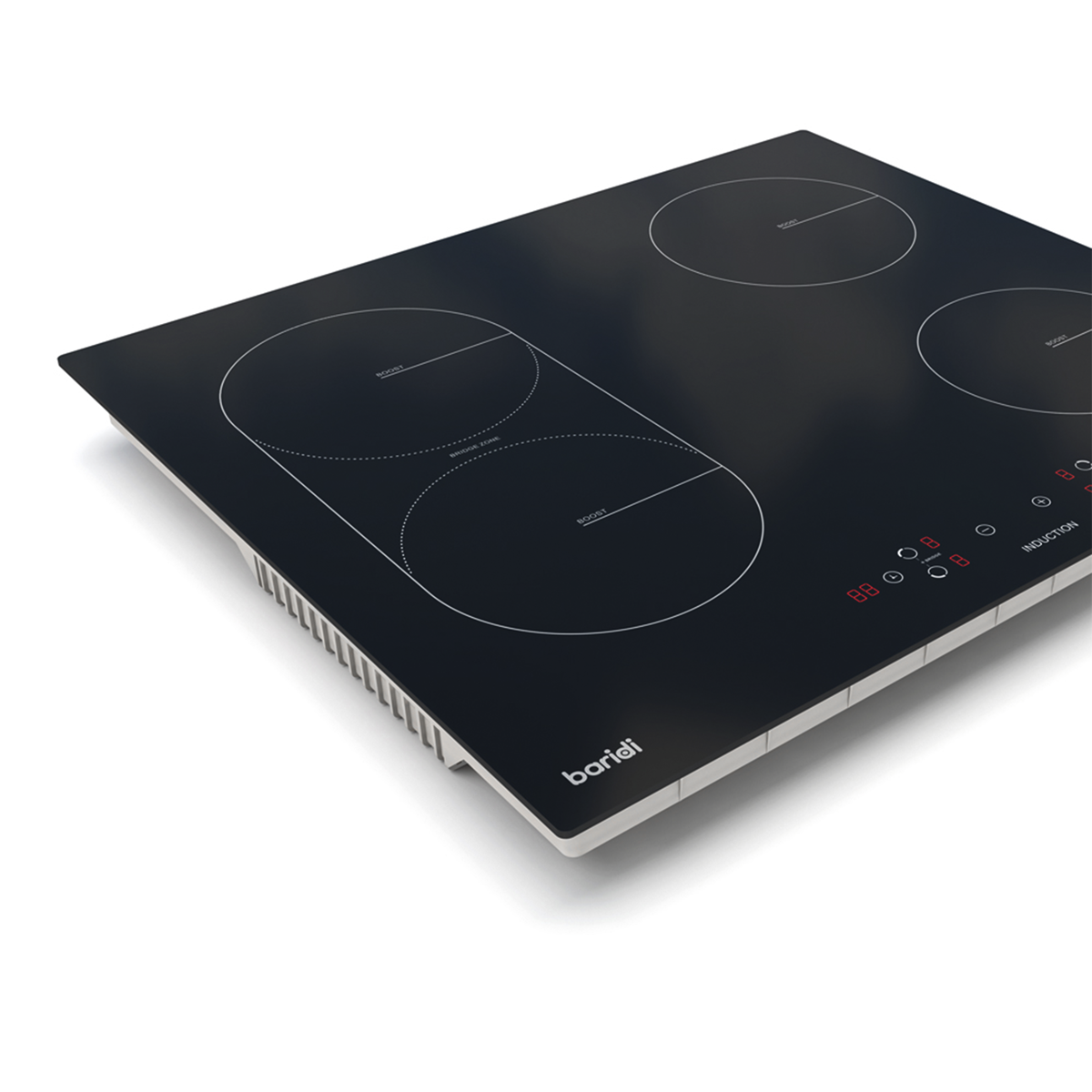 Baridi Built-in Bridge Zone Induction Hob 60cm, 4 Cooking Zones, Black (DH178)
