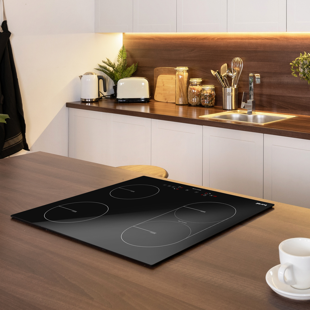 Baridi Built-in Bridge Zone Induction Hob 60cm, 4 Cooking Zones, Black (DH178)