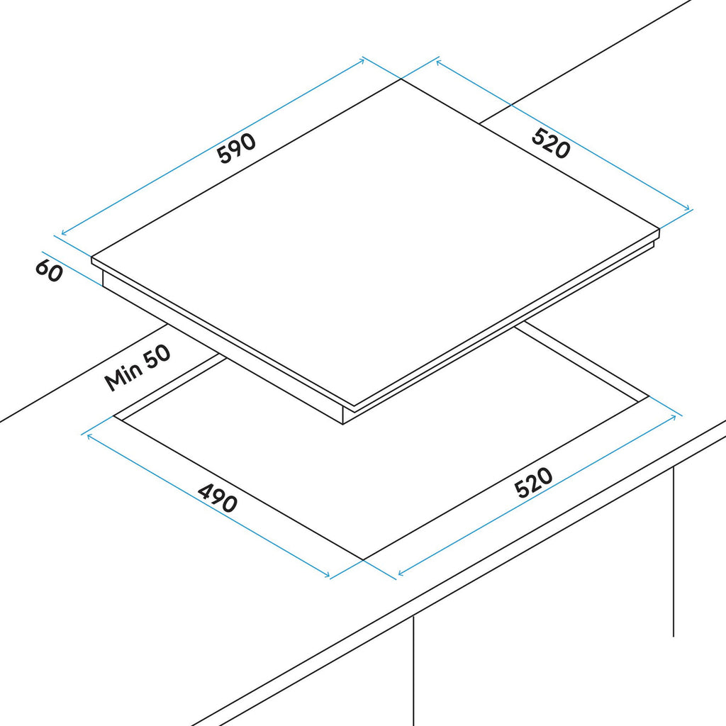 Baridi Built-in Bridge Zone Induction Hob 60cm, 4 Cooking Zones, Black (DH178)