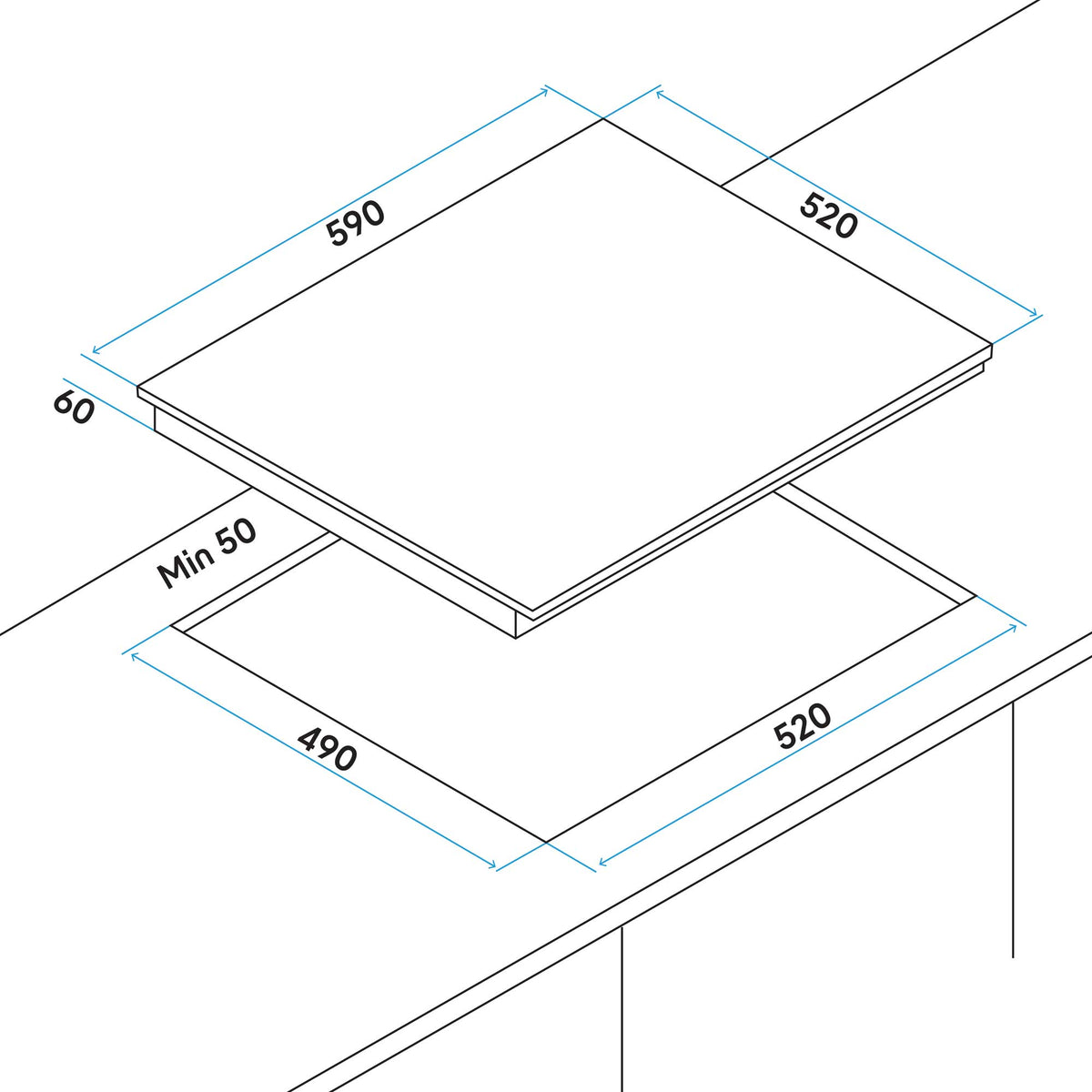 Baridi Built-in Bridge Zone Induction Hob 60cm, 4 Cooking Zones, Black (DH178)