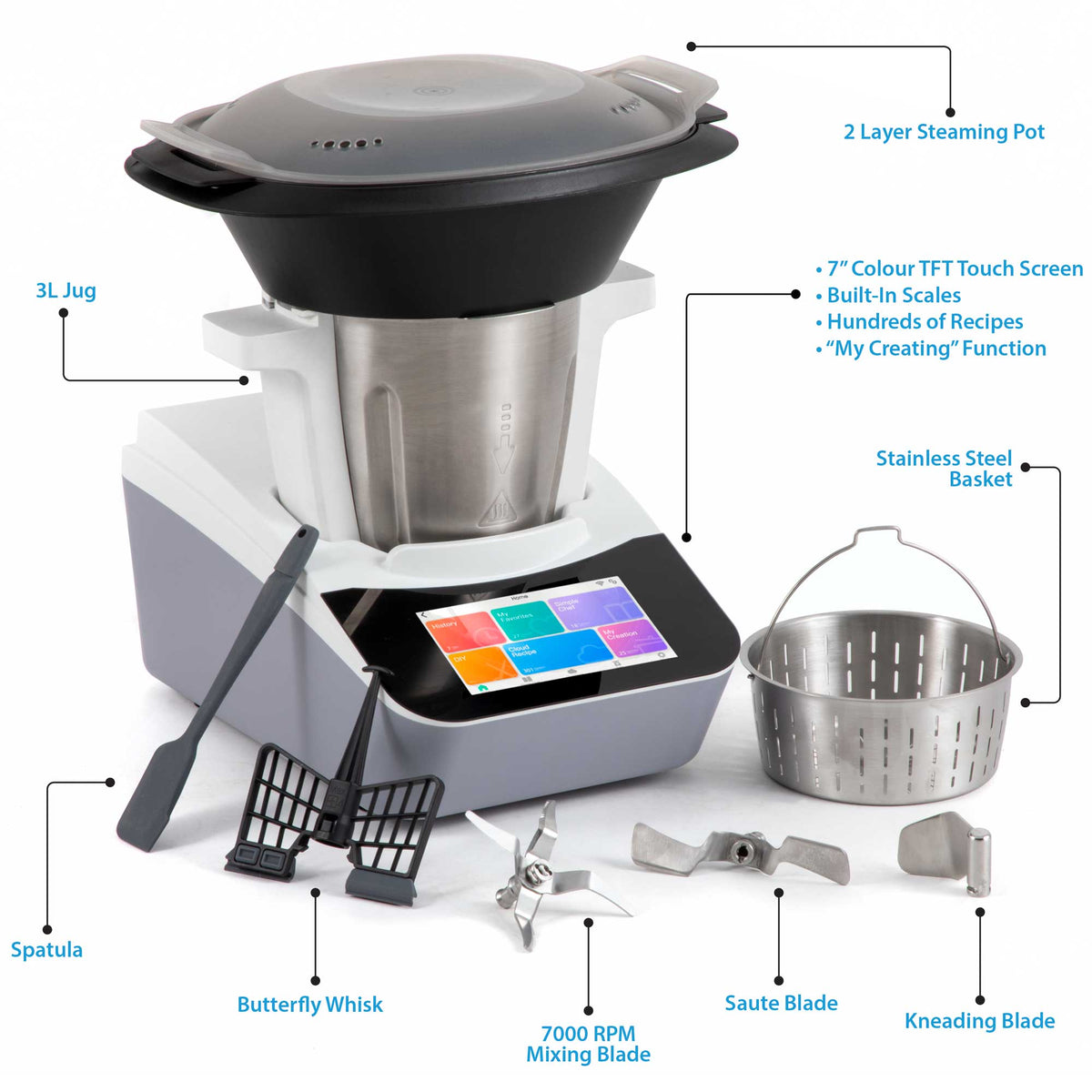 Baridi Smart Thermo-Cooker, 18 Preset Functions, 7” Touchscreen (DH189) (Factory Refurbished A)