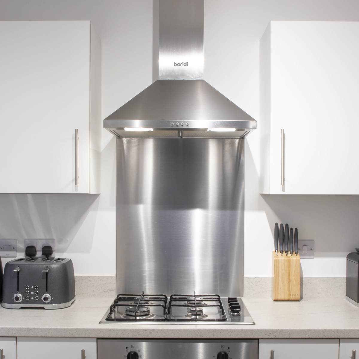 Baridi Chimney Style Cooker Hood with Splashback 60cm, Stainless Steel (DH207)