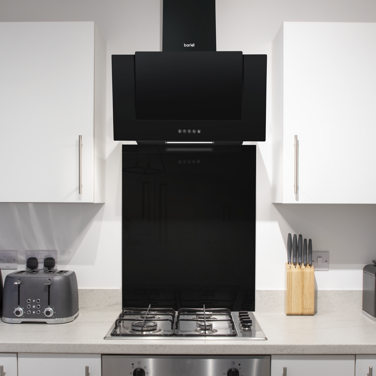 Baridi Cooker Hood Splashback 60 x 75cm, Black (DH194) (Factory Refurbished A)