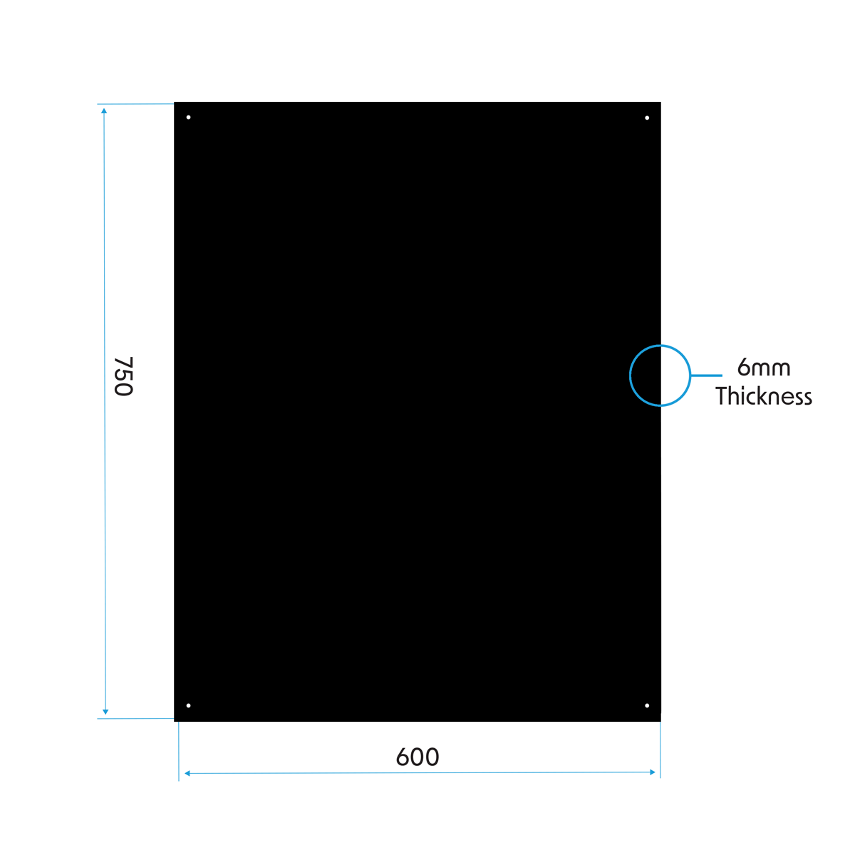 Baridi Splashback for Cooker Hoods 60 x 75cm - Black
