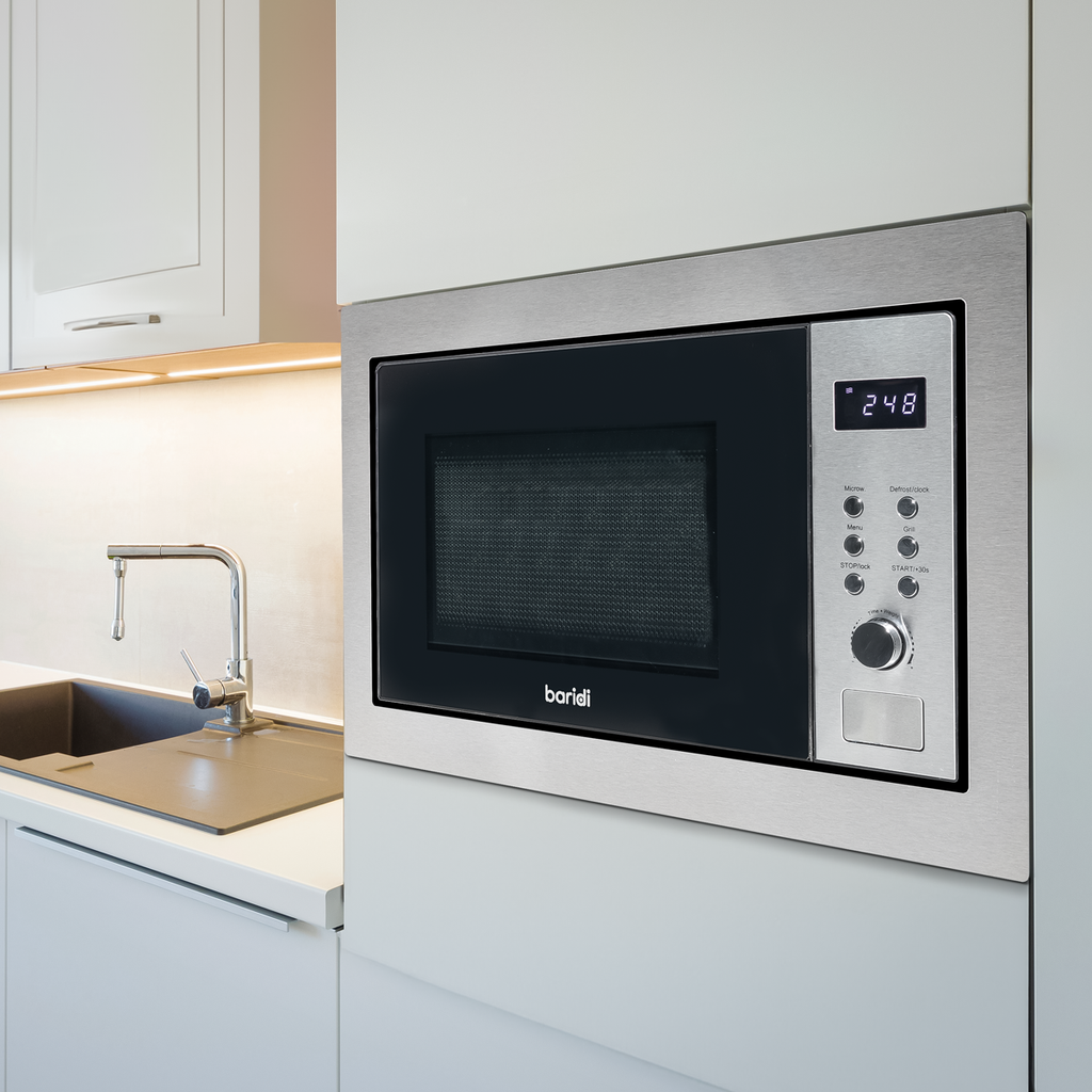 Baridi Built-in Microwave Oven with Grill, 25L Capacity, Stainless Steel (DH197)