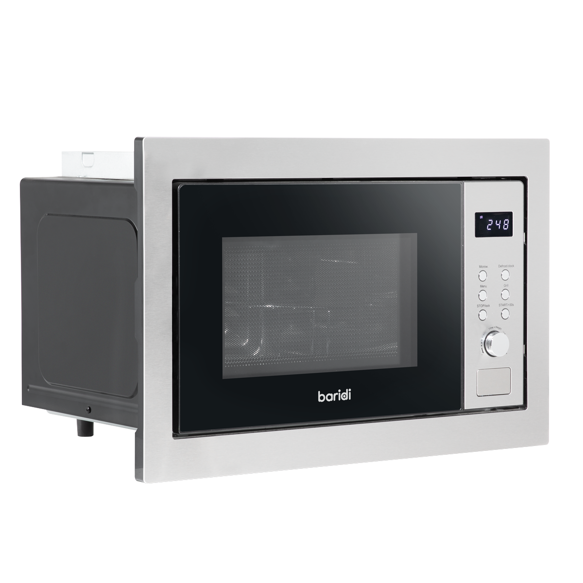 Baridi Built-in Microwave Oven with Grill, 25L Capacity, Stainless Steel (DH197)