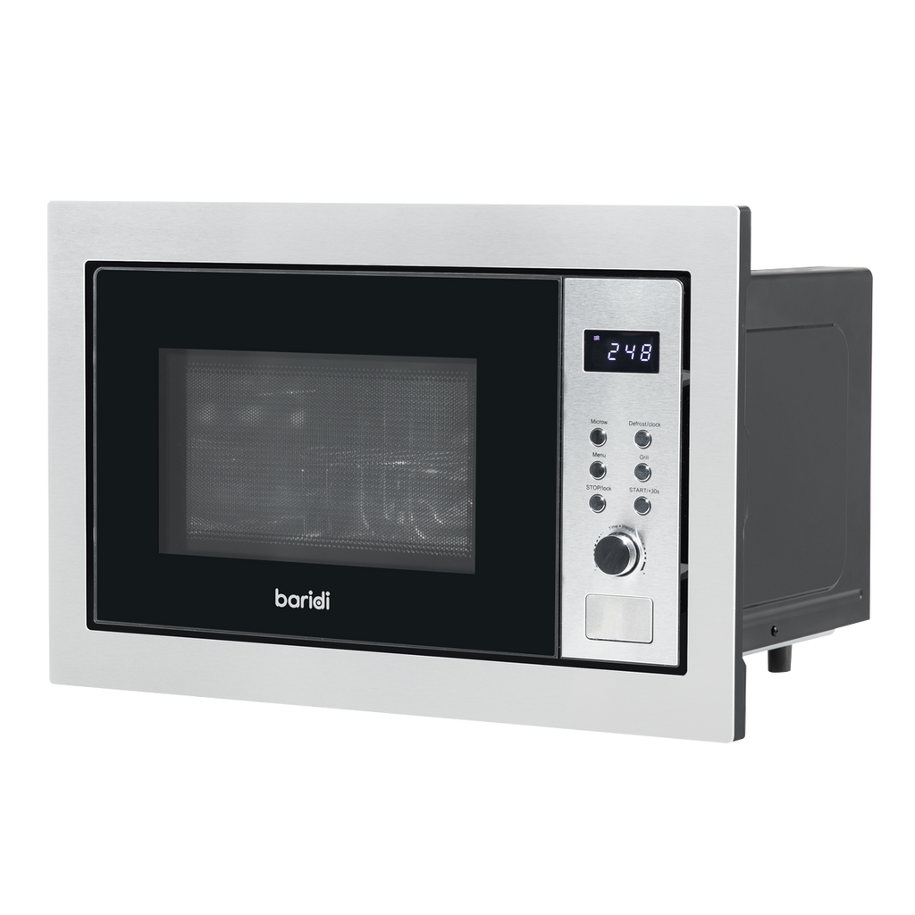 Baridi Built-in Microwave Oven with Grill, 25L Capacity, Stainless Steel (DH197)