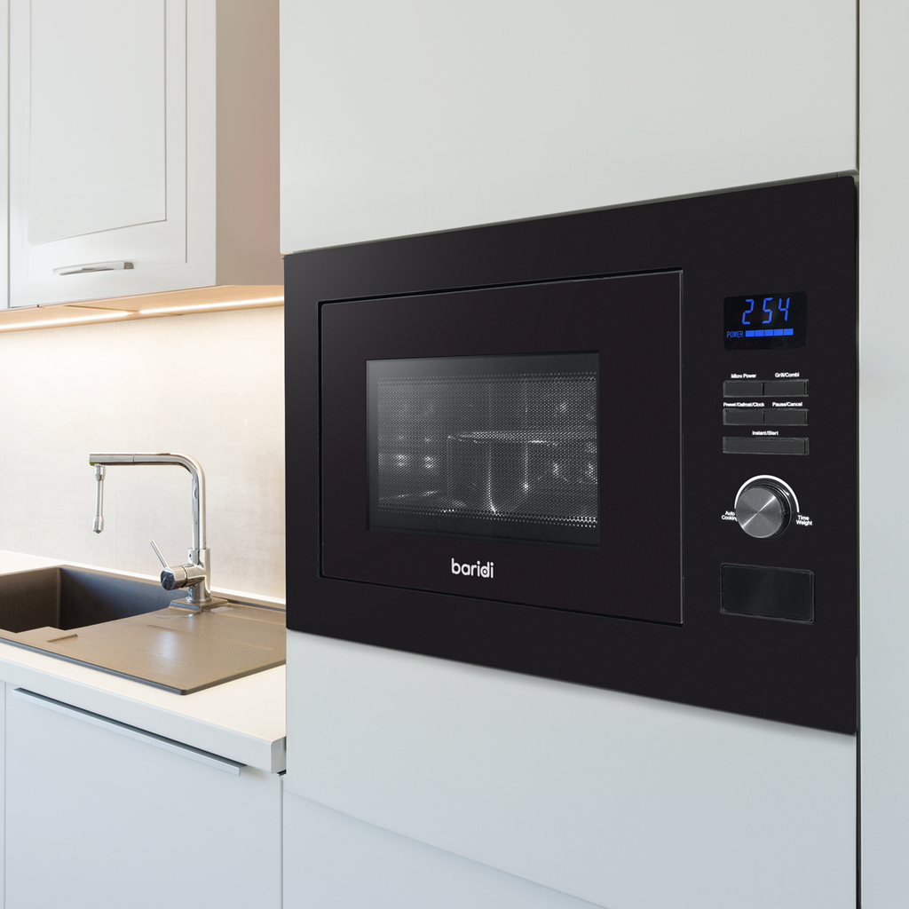 Baridi Built-in Microwave Oven with Grill, 25L Capacity, Black (DH198)