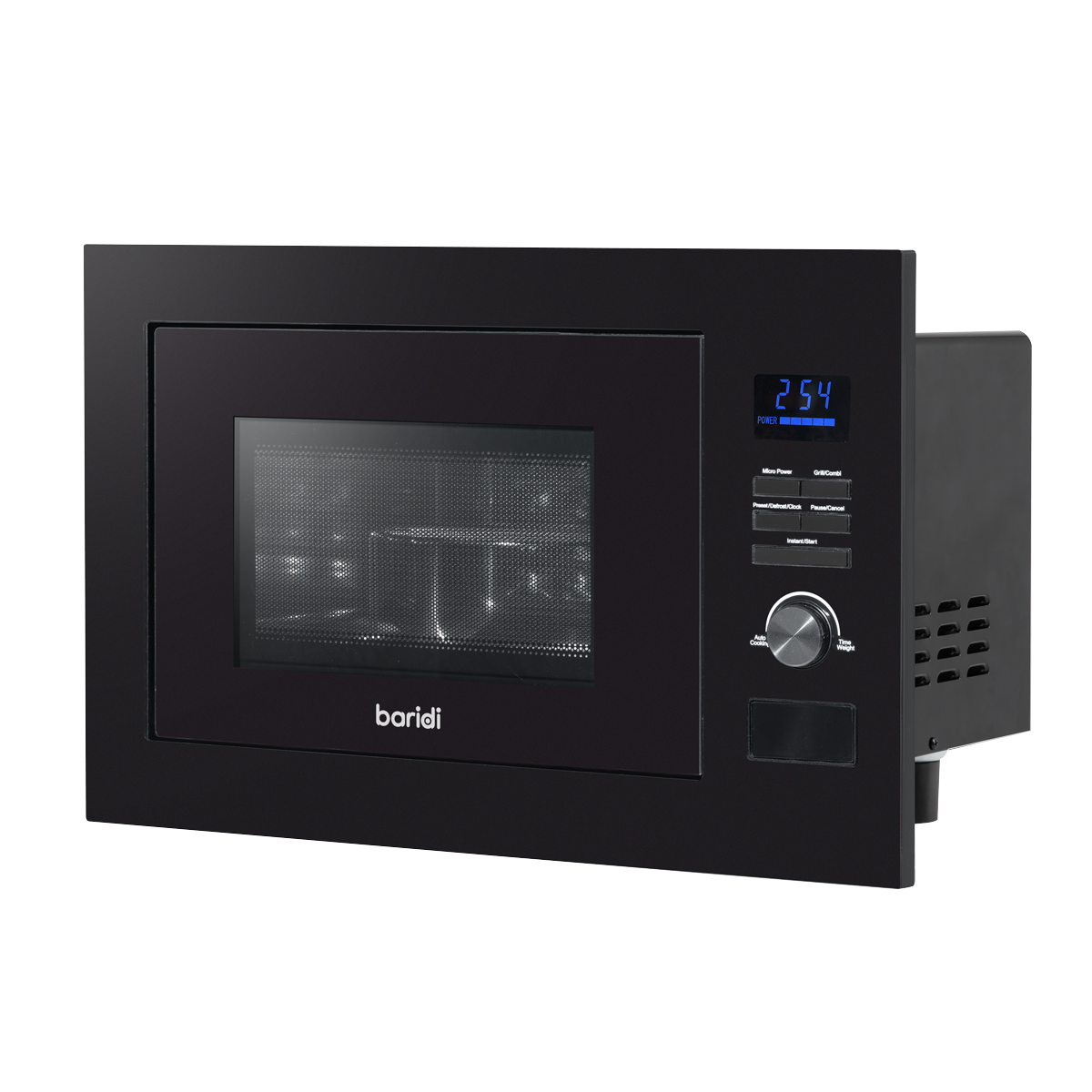 Baridi Built-in Microwave Oven with Grill, 25L Capacity, Black (DH198)